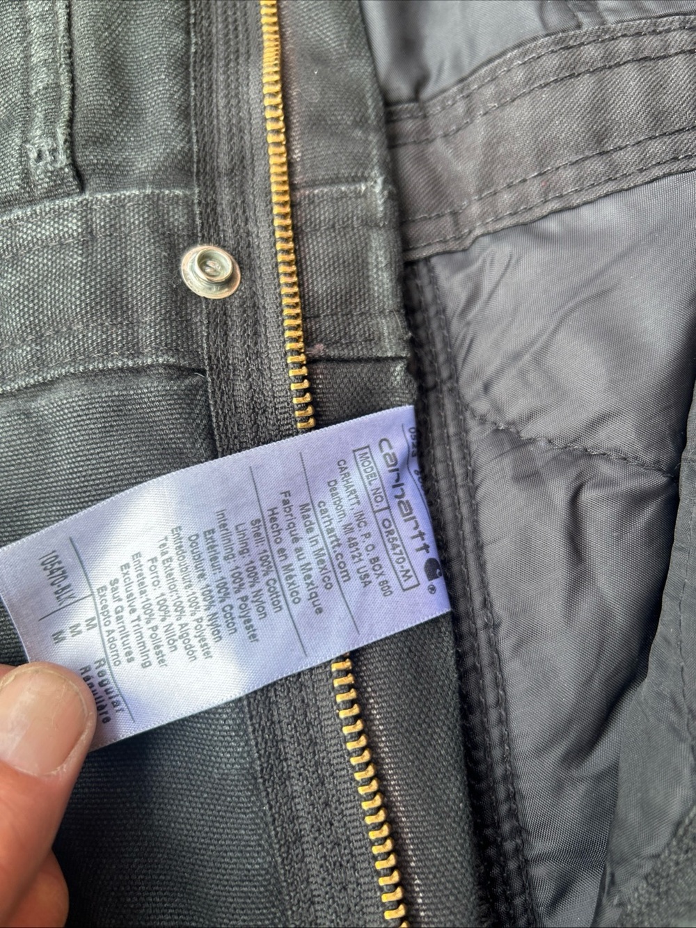 Carhartt Black Workwear Duck Bib Overalls with Zip Pockets - Picture 5 of 9
